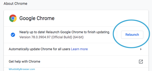 The relaunch button
